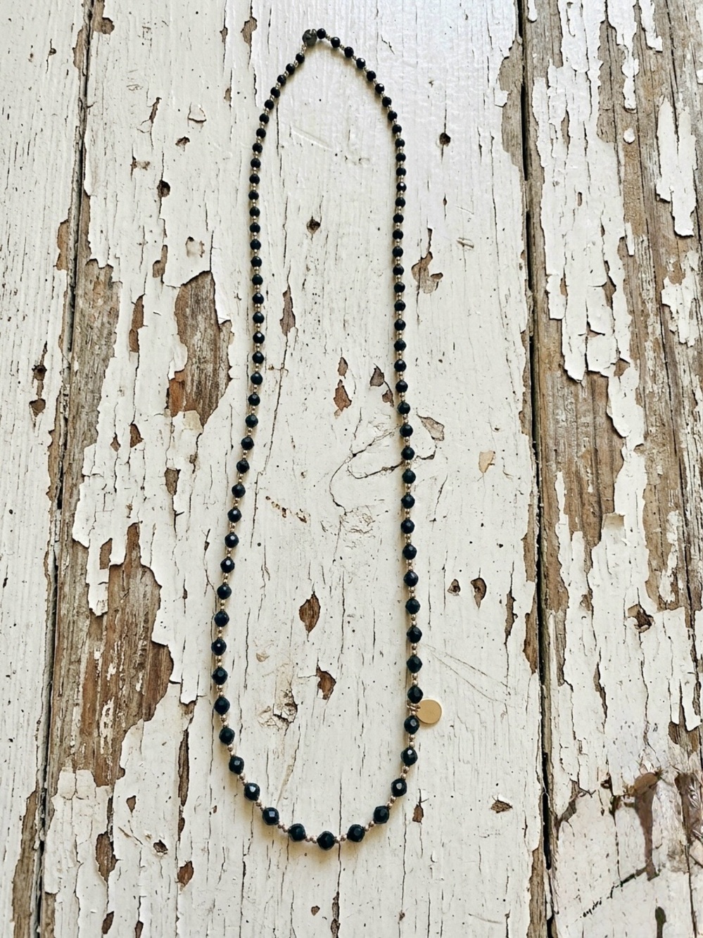Semi Precious Faceted Spinel & Gold Filled Beaded Long Necklace